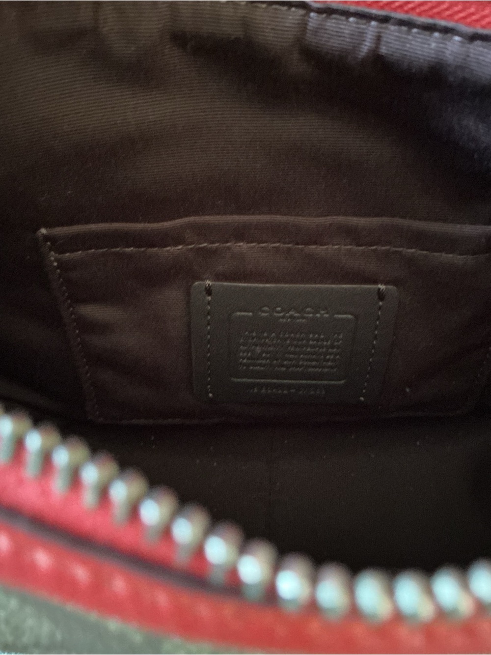 Coach Brown Signature Canvas Crescent Shoulder Bag with Red Trim - Picture 8 of 8